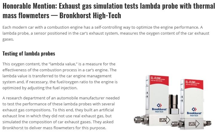 Press message - Honorable Mention Exhaust gas simulation tests