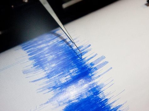 Earthquake Seismograph with blue drawing
